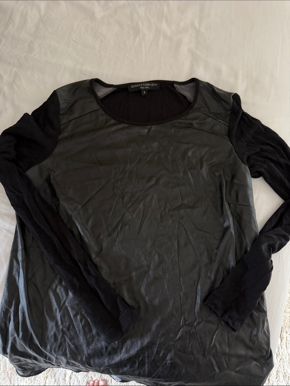 Generation Love Black Mixed-Media Long Sleeve Top